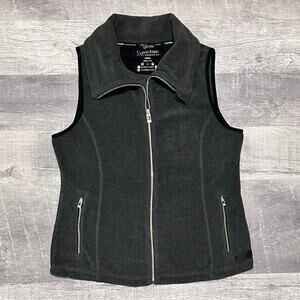 Calvin Klein Performance Active Zip Front Vest Women L Dark Grey Fleece Pockets